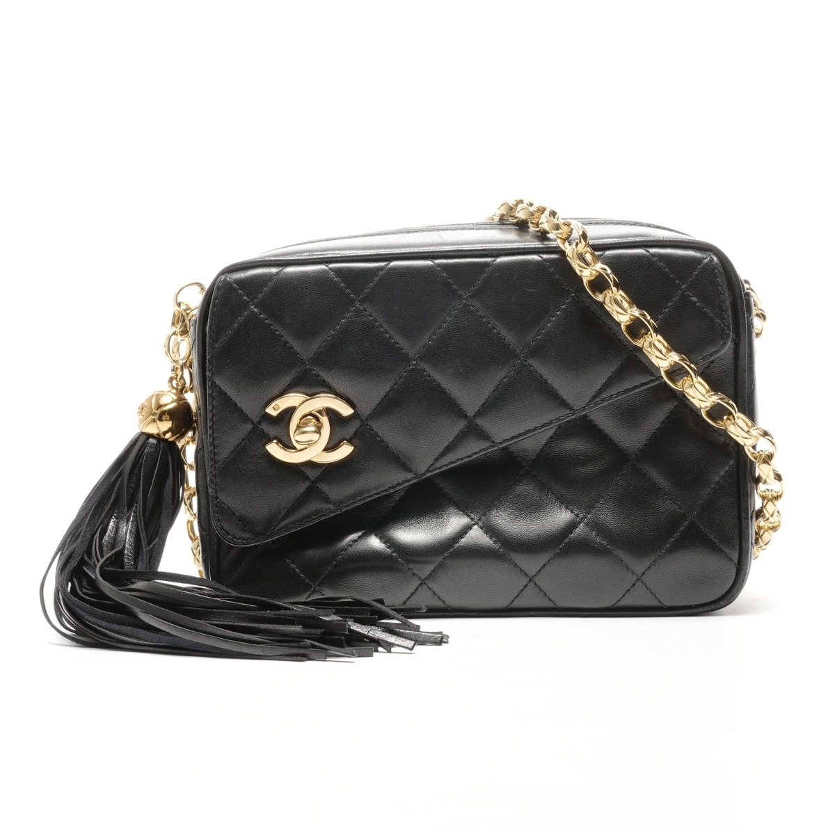 シャネル CHANEL 2番台 1991-1994 カメラバッグ ラムスキン ターンロック ショルダーバッグ【中古】