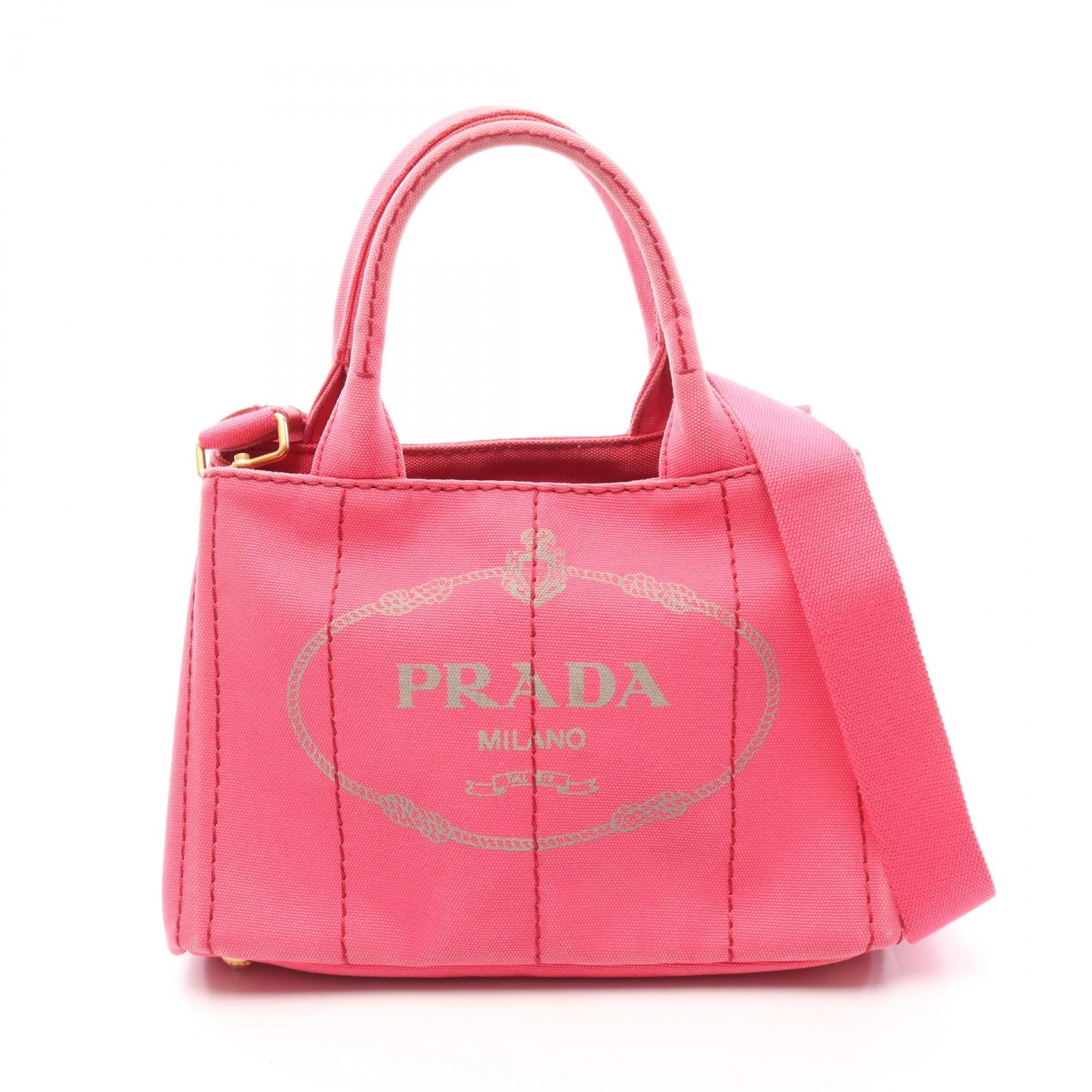 プラダ PRADA CANAPA カナパ 2WAY トートバッグ バッグ キャンバス レディース ピンク系 B2439G 【中古】