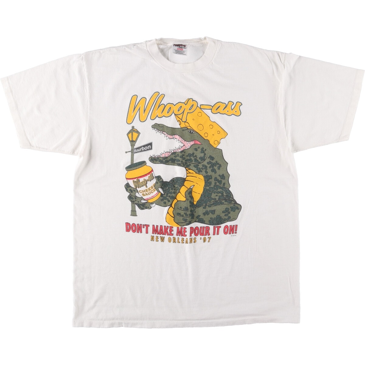 古着 90年代 オニータ ONEITA BOURBON ブルボン ワニ柄 アドバタイジングTシャツ メンズXL相当 ヴィンテージ/eaa544421