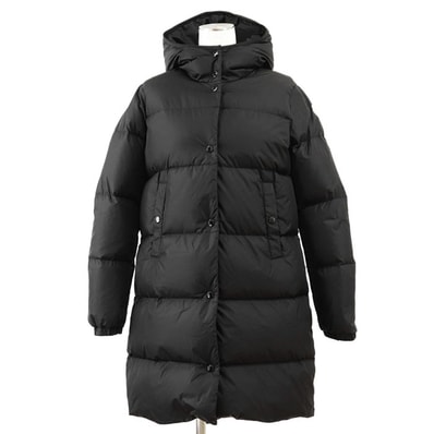 【新品同様】MONCLER モンクレール ダウンコート BURGAUX サイズ 00 レディース 2020年製 ロゴ ワッペン ボタン フーデッド ジャケット アウター タグ付属 ブラック 黒 アルメニア製