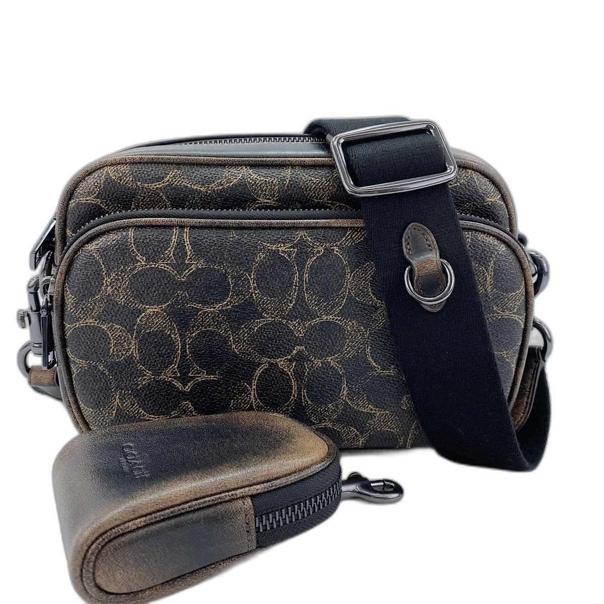 コーチ COACH フィンレイ クロスボディ シグネチャー ショルダーバッグ コーティングキャンバス【中古】