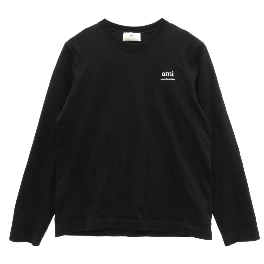 AMI PARIS アミパリス カットソー UTS224.726 胸ロゴ ワンポイント ロングスリーブ カットソー 刺繍 ブラック系 L【中古】