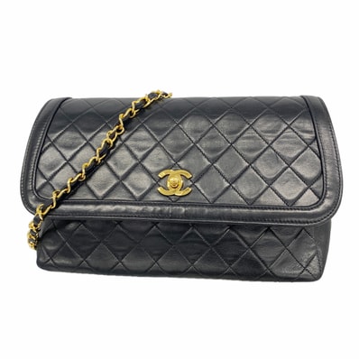 ★最終価格★SALE【6ie6959】シャネル ショルダーバッグ マトラッセ チェーンショルダー ラムスキン ブラック ゴールド金具【中古】レディース