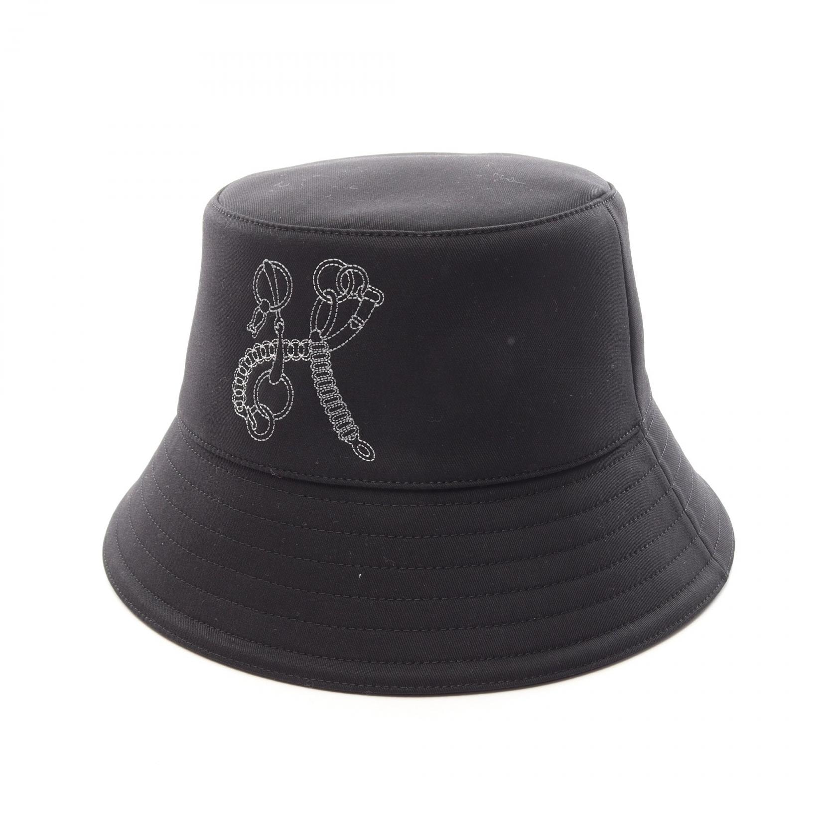 エルメス HERMES マイロ デシェネ バケット ハット 帽子 コットン レディース ブラック系 【中古】