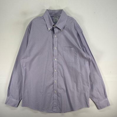 古着 ブルックスブラザーズ Brooks Brothers 長袖シャツ ボタンダウン 胸ポケ M パープル系 チェック メンズ