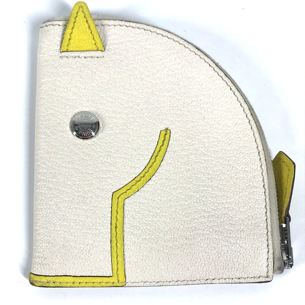 エルメス HERMES パドック シュバル 馬 コンパクトウォレット 財布 コインケース シェーブル Z刻 ホワイト系