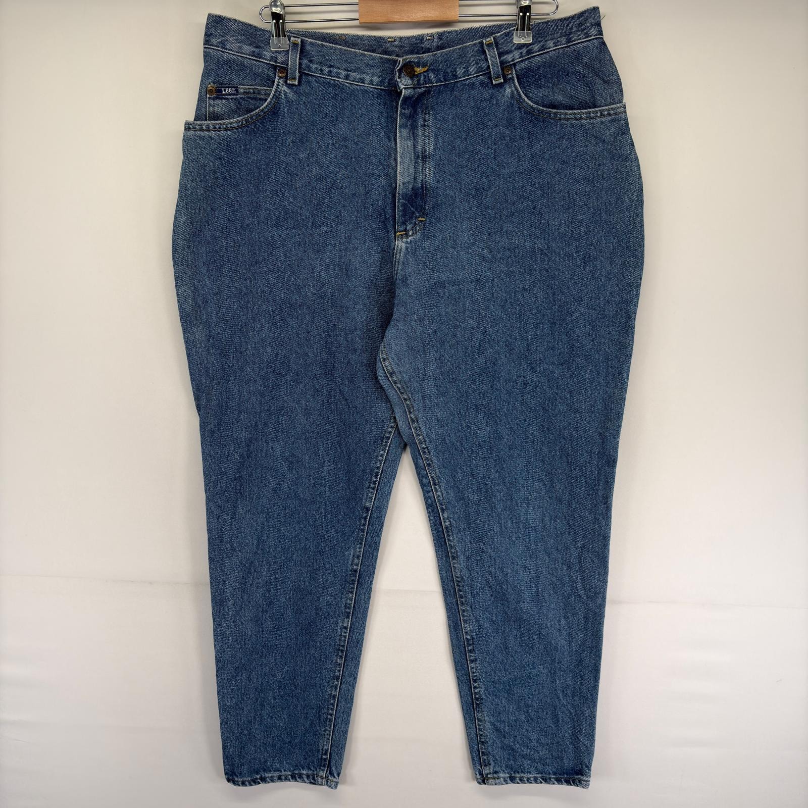 古着 リー Lee USA製 デニム パンツ 5ポケット ジーンズ ジーパン ジッパーフライ ワンポイントロゴ 20W/M ブルー系 メンズ