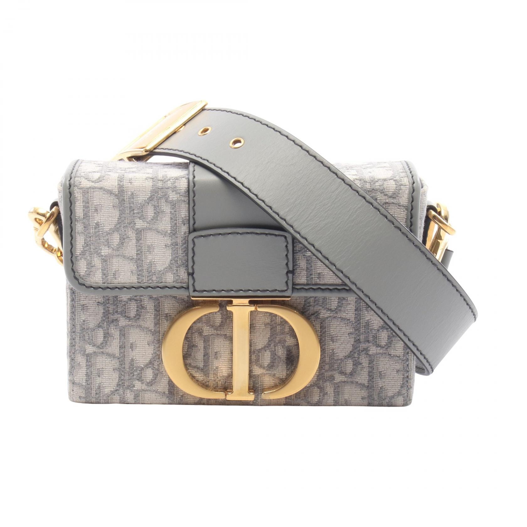 ディオール Dior 30 MONTAIGNE ボックスバッグ オブリーク ジャカード ショルダーバッグ バッグ キャンバス レザー レディース グレー系 / アイボリー系 【中古】