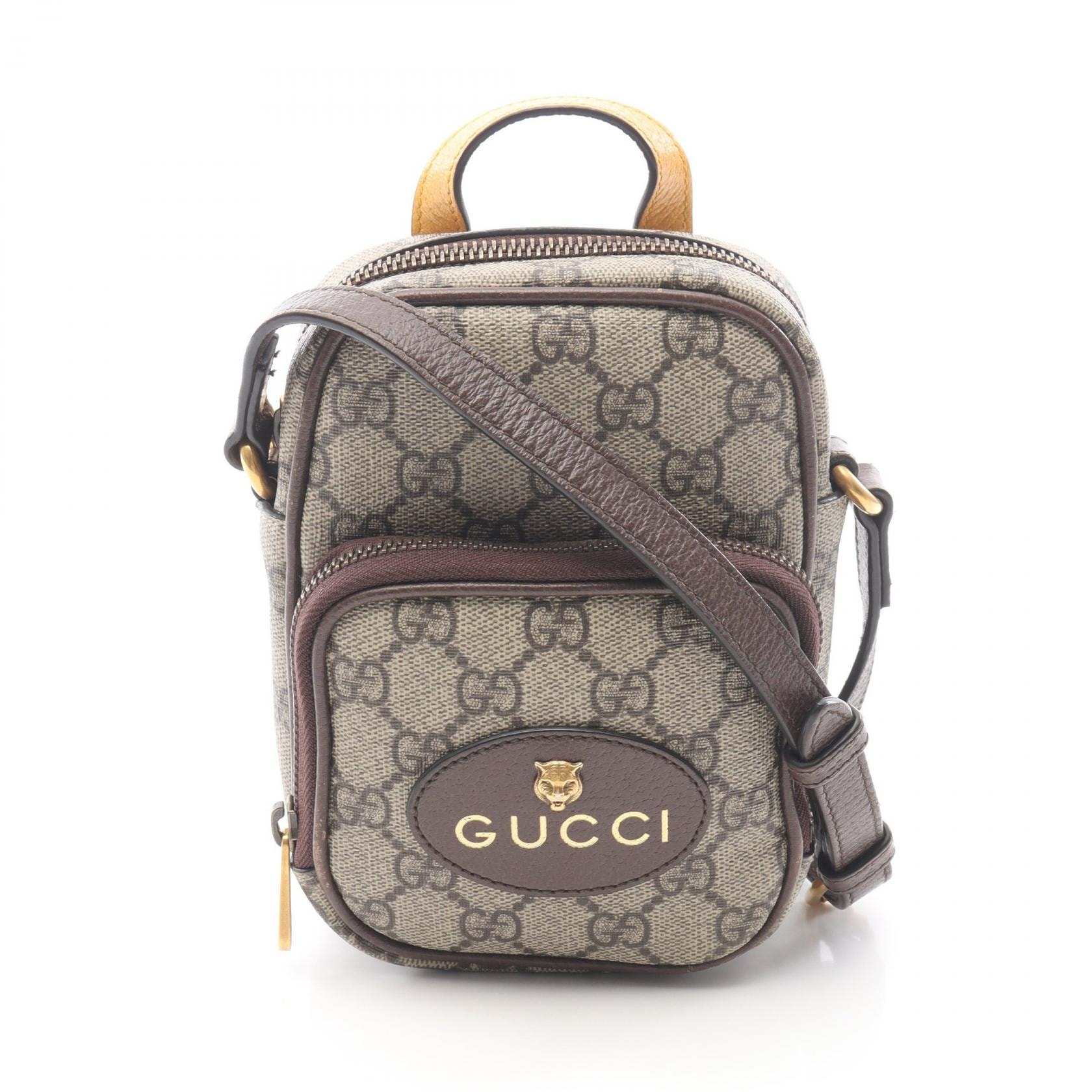グッチ GUCCI GGスプリーム ネオヴィンテージ ショルダーバッグ バッグ PVCコーティングキャンバス レザー レディース ベージュ系 / ブラウン系 658556 【中古】