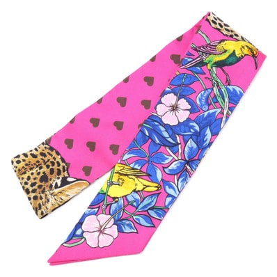 エルメス 【美品】H063513S 20 JUNGLE LOVE LOVE ジャングルラブラブ シルク ツイリー