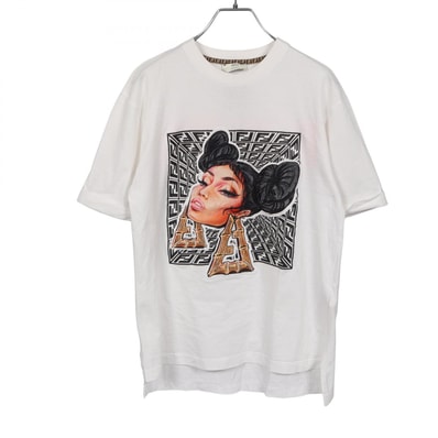 フェンディ FENDI FENDI × NICKI MINAJ FENDI PRINTS ON 半袖Tシャツ 衣料品 トップス コットン レディース ホワイト系 / マルチカラー FS7255A5X5 【中古】