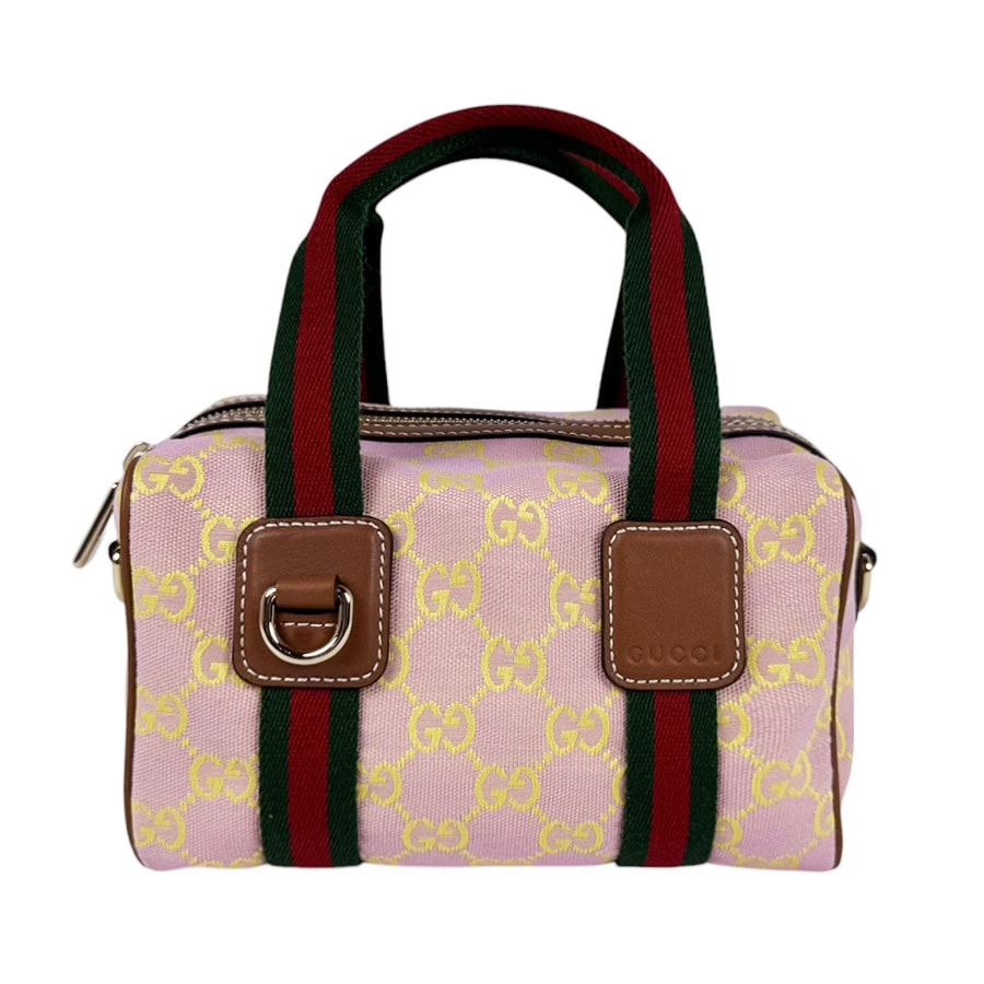 グッチ GUCCI ハンドバッグ ショルダーバッグ シェリーライン GGキャンバス/レザー ピンク/イエロー レディース 856055【中古】 z11279