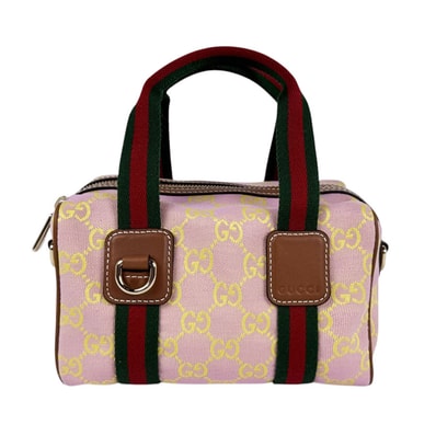 グッチ GUCCI ハンドバッグ ショルダーバッグ シェリーライン GGキャンバス/レザー ピンク/イエロー レディース 856055【中古】 z11279