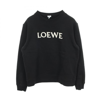 ロエベ LOEWE レギュラーフィットトレーナー ロゴ刺繍 クルーネック スウェット 衣料品 トップス コットン メンズ ブラック系 【中古】