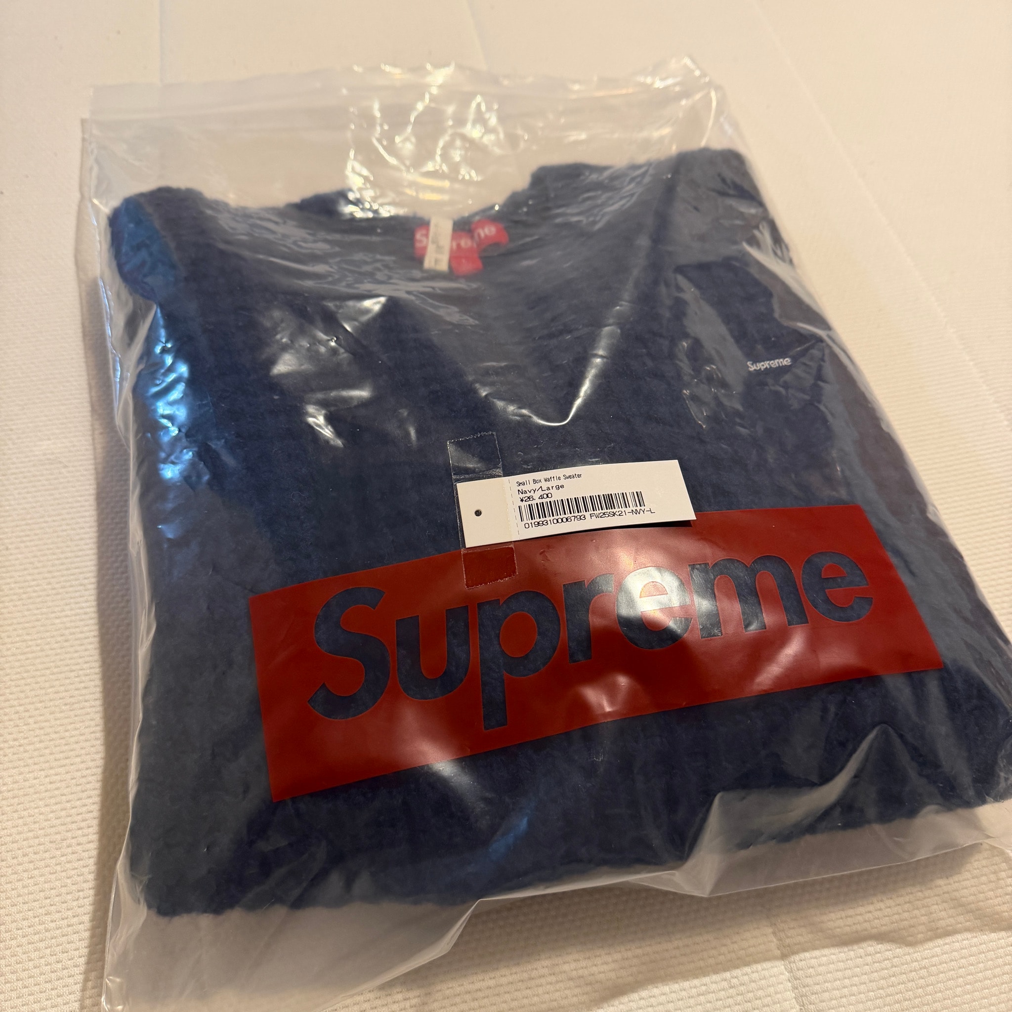 Supreme Small Box Waffle Sweater "Navy"
