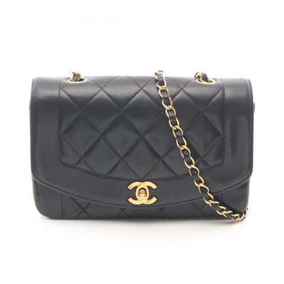 シャネル CHANEL マトラッセ ダイアナフラップ ショルダーバッグ バッグ ラムスキン(羊革) レディース ブラック系 A01164 【中古】