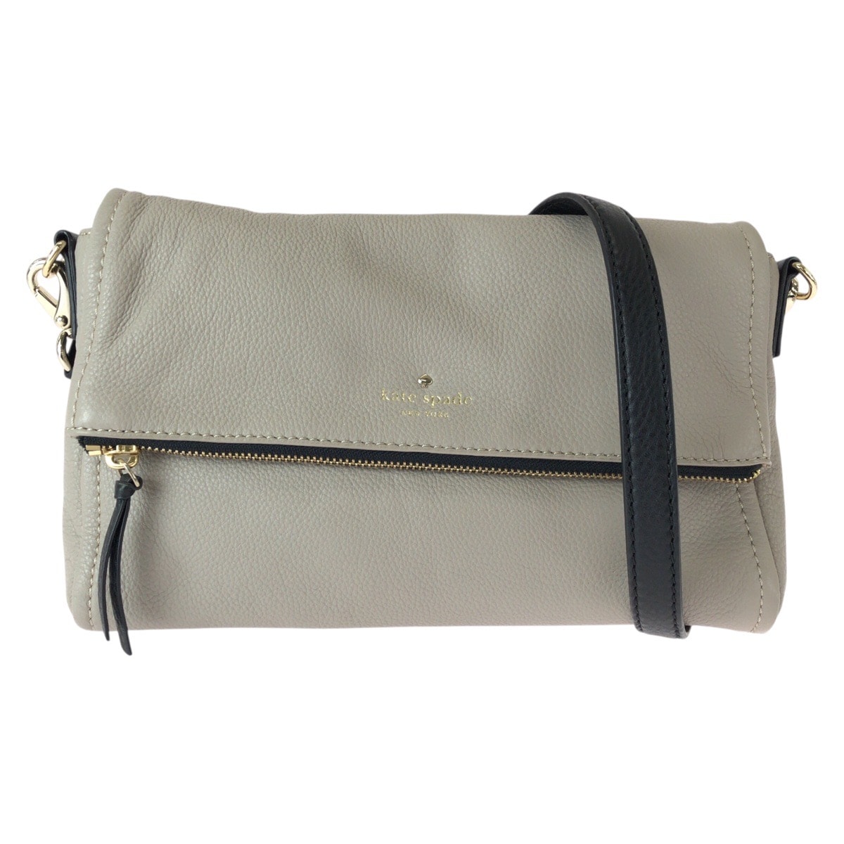 美品 Kate Spade ケイトスペード グレー シルバー金具 レザー ショルダーバッグ クラッチバッグ 2WAY 600248 【中古】