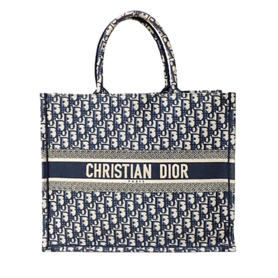 美品 DIOR ディオール BookTote ブックトート ラージ オブリーク エンブロイダリー M1286ZRIW_M828 ネイビー レディース トートバッグ