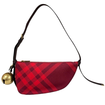 バーバリー シールド スリング ミニ ショルダーバッグ キャンバス 8079161 レッド レディース BURBERRY 中古