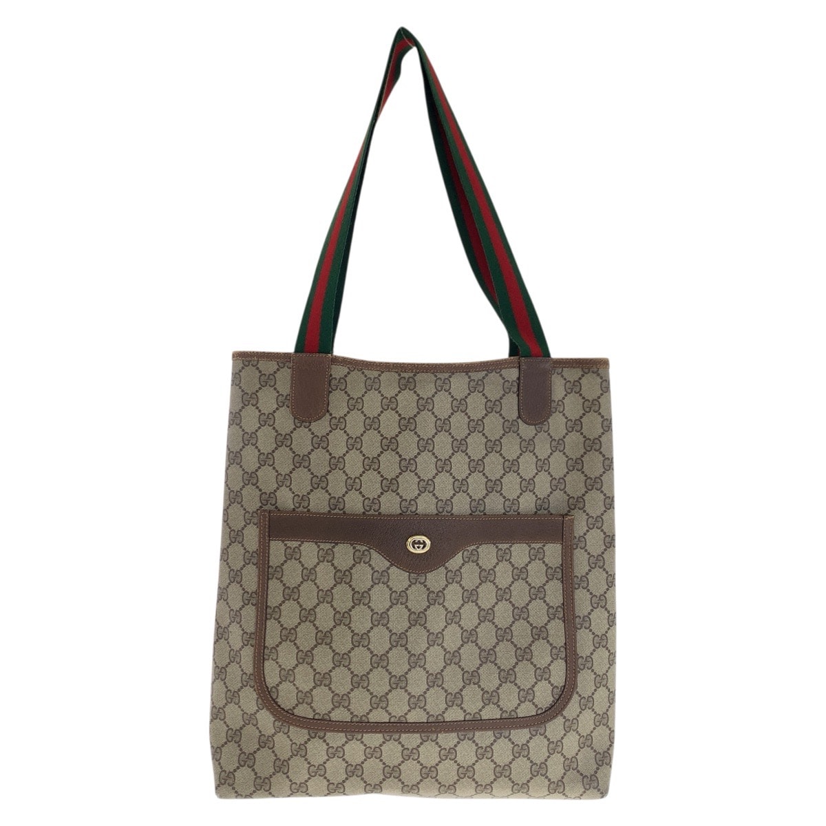 GUCCI グッチ ヴィンテージ オールドグッチ シェリーライン ベージュ ブラウン GGスプリームキャンバス レザー/ トートバッグ ショルダーバッグ 600085 【中古】