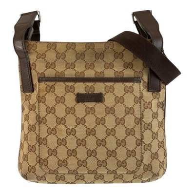 GUCCI グッチ ベージュ ブラウン GGキャンバス レザー/ ショルダーバッグ ポシェット 603716 【中古】