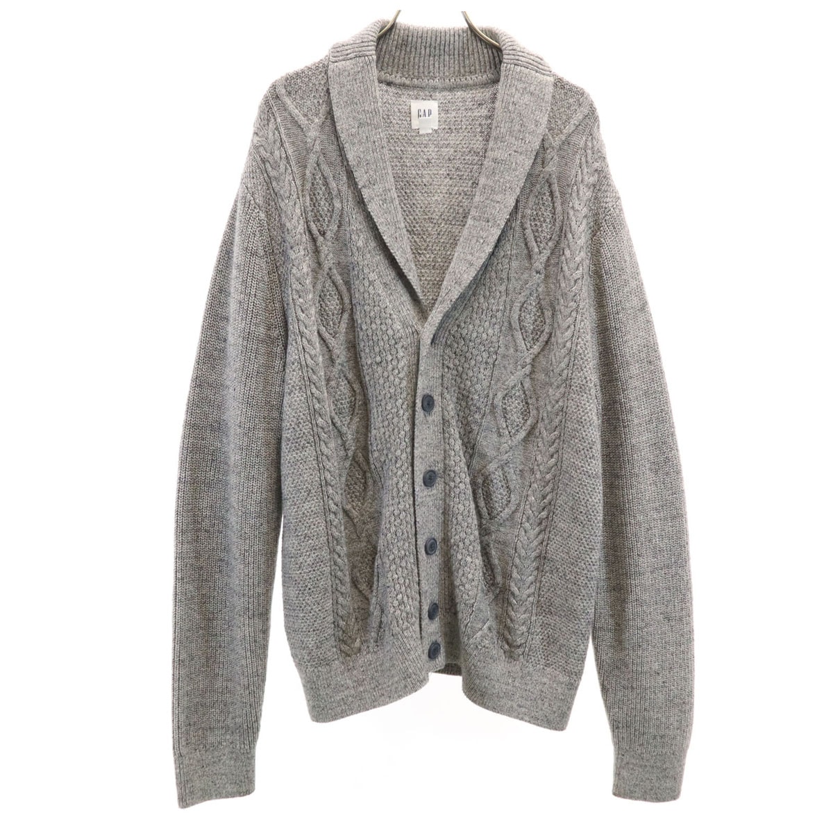 GAP ギャップ 長袖 ショールカラー ニットカーディガン L グレー系