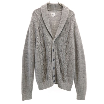 GAP ギャップ 長袖 ショールカラー ニットカーディガン L グレー系