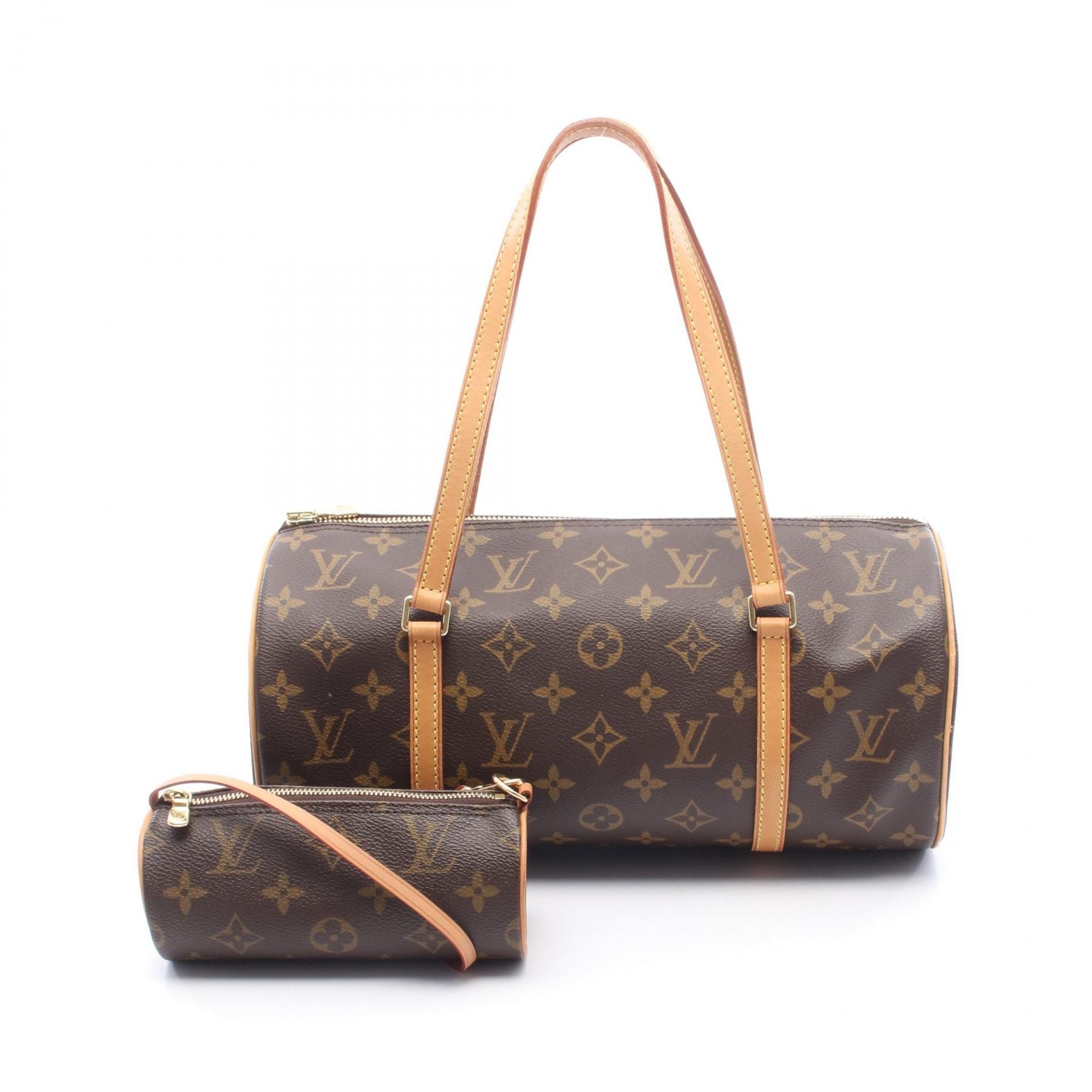 ルイ・ヴィトン LOUIS VUITTON パピヨン30 ハンドバッグ バッグ PVCコーティングキャンバス レザー モノグラム レディース ブラウン系 M51385 【中古】