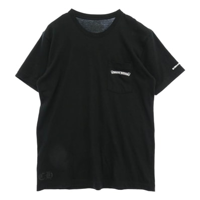CHROME HEARTS クロムハーツ(原本無) Back Scroll Label Print Pocket T-Shirt バックスクロール ラベルプリント ポケット 半袖 Tシャツ ブラック系 L【中古】