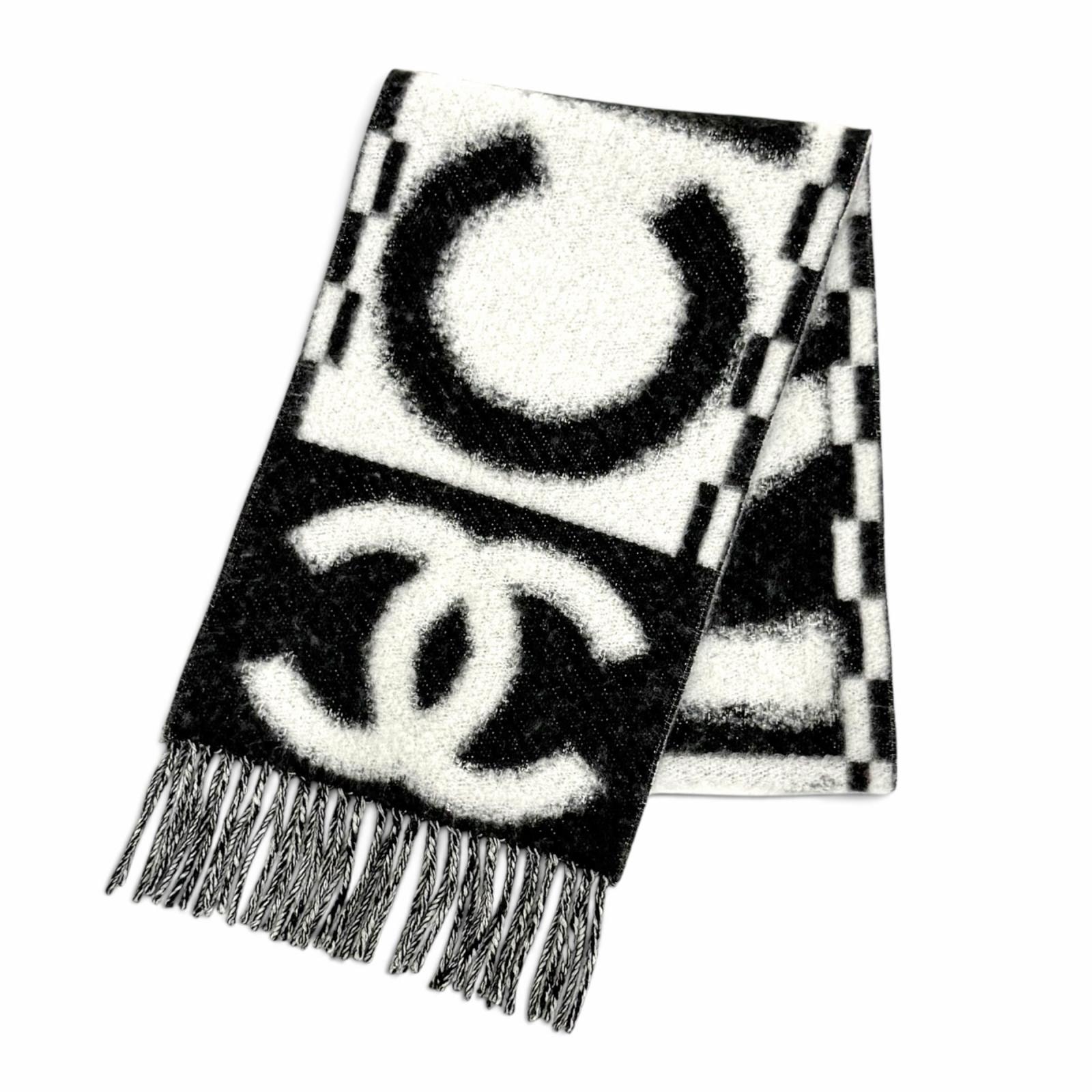 美品 シャネル ココマーク ロゴデザイ マフラー カシミヤ シルク AAA478