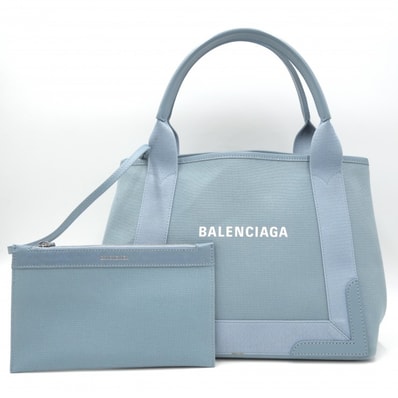 BALENCIAGA(バレンシアガ) ネイビーカバス XS トートバッグ ハンドバッグ ライトブルー キャンバス ポーチ付き 339933 4790 S 002123 【中古】