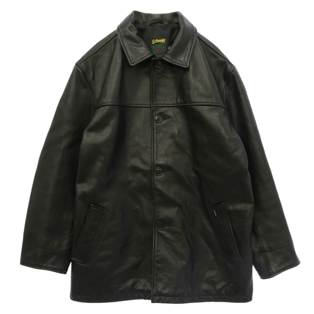 Supreme シュプリーム schott ショット 23AW x Schott ショット Leather Car Coat レザー カーコート ジャケット ブラック系 XL【中古】