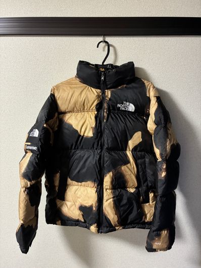 Supreme x The North Face Bleached Denim Print Nuptse Jacket "Black"