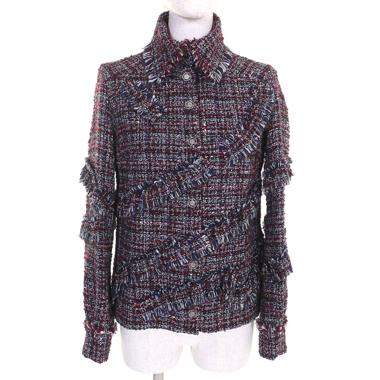 美品 シャネル ジャケット レッド ネイビー ブラック ホワイト レディース 34 P49469