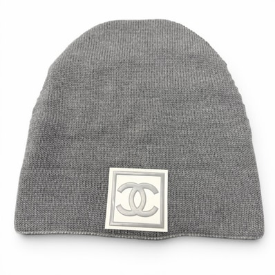 美品 シャネル ニットキャップ グレー メンズ