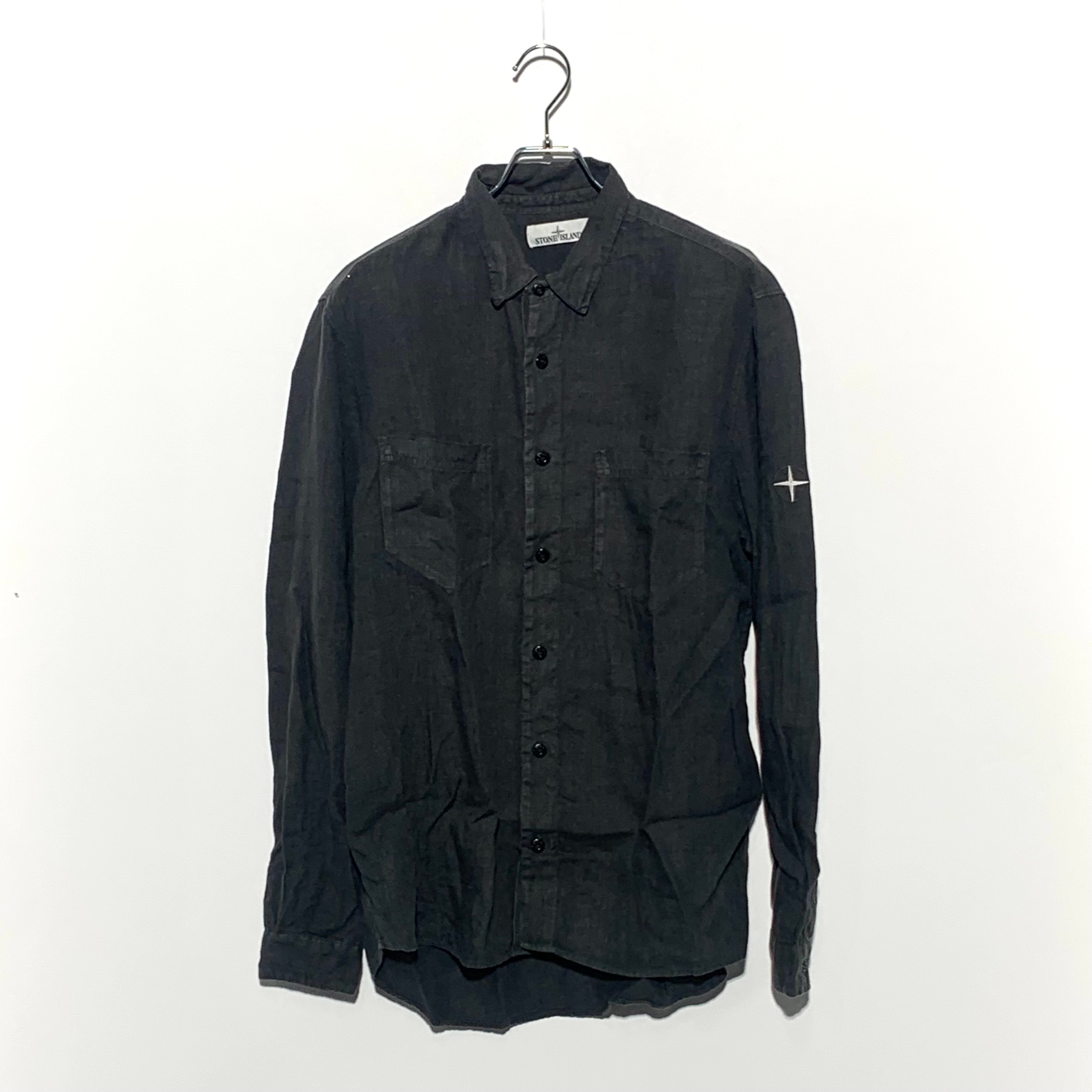 STONE ISLAND LINEN L/S SHIRT Black