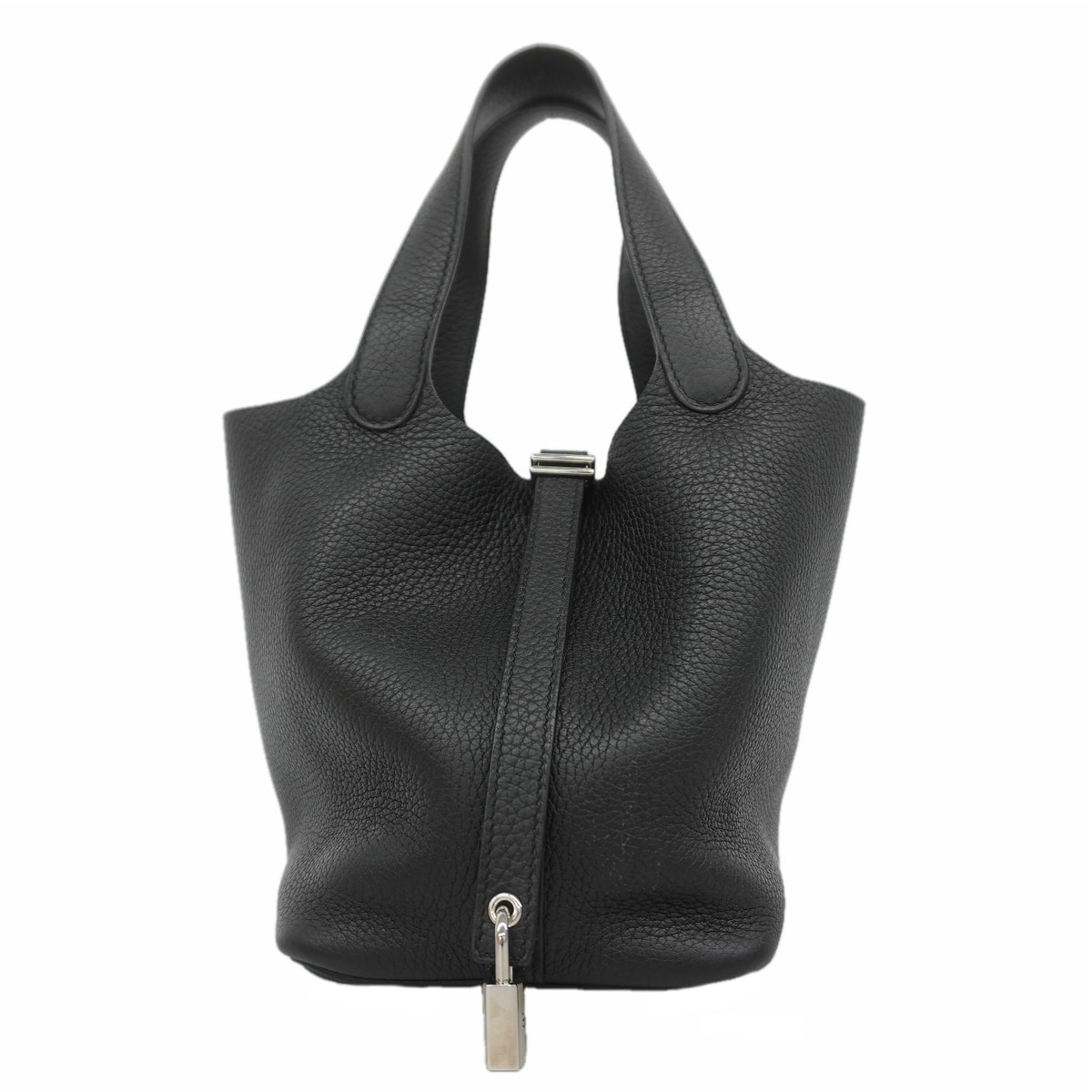 【6kd4791】エルメス ハンドバッグ ピコタンロックPM トリヨンクレマンス ブラック シルバー金具 D刻印【中古】レディース