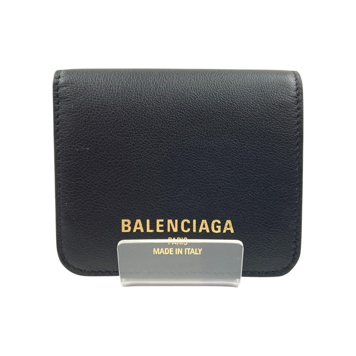 〇〇BALENCIAGA バレンシアガ CASH 2.0 フラップ付きコイン&カードホルダー 二つ折り財布 ブラック