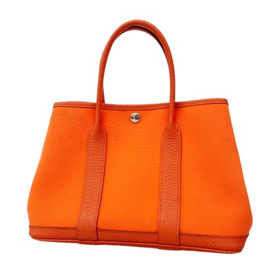 【6ge5653】エルメス ハンドバッグ ガーデンパーティTPM トワルオフィシエ サンギーヌ シルバー金具 D刻印【中古】レディース