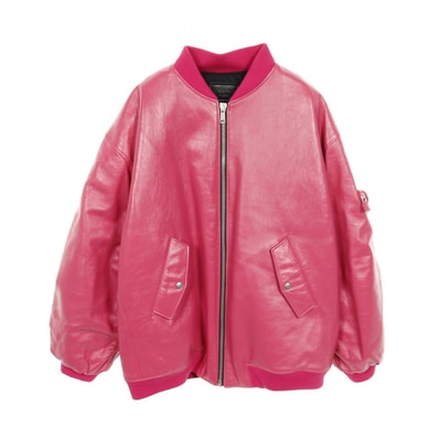 プラダ PRADA ナッパレザー ブルゾン 衣料品 アウター レザー メンズ ピンク系 【中古】