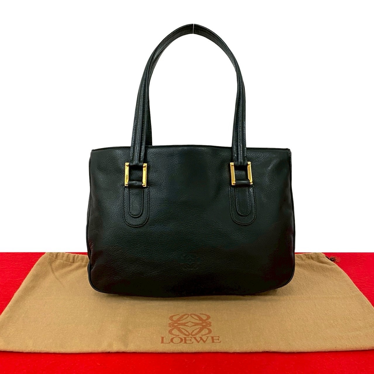 LOEWE ロエベ アナグラム ロゴ レザー ハンドバッグ ブラック
 10361