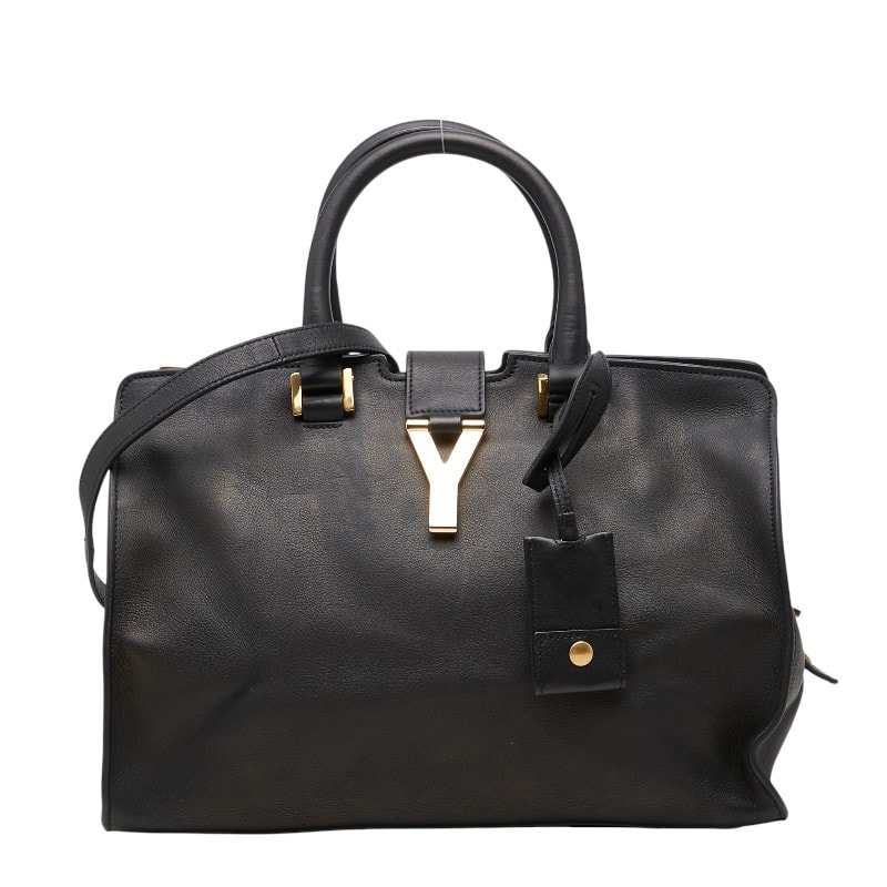 サンローラン Yライン プチカバス ハンドバッグ ショルダーバッグ 2WAY 311210 ブラック レザー レディース SAINT LAURENT 【中古】