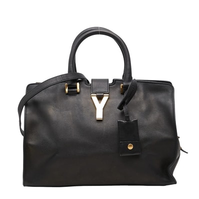 サンローラン Yライン プチカバス ハンドバッグ ショルダーバッグ 2WAY 311210 ブラック レザー レディース SAINT LAURENT 【中古】