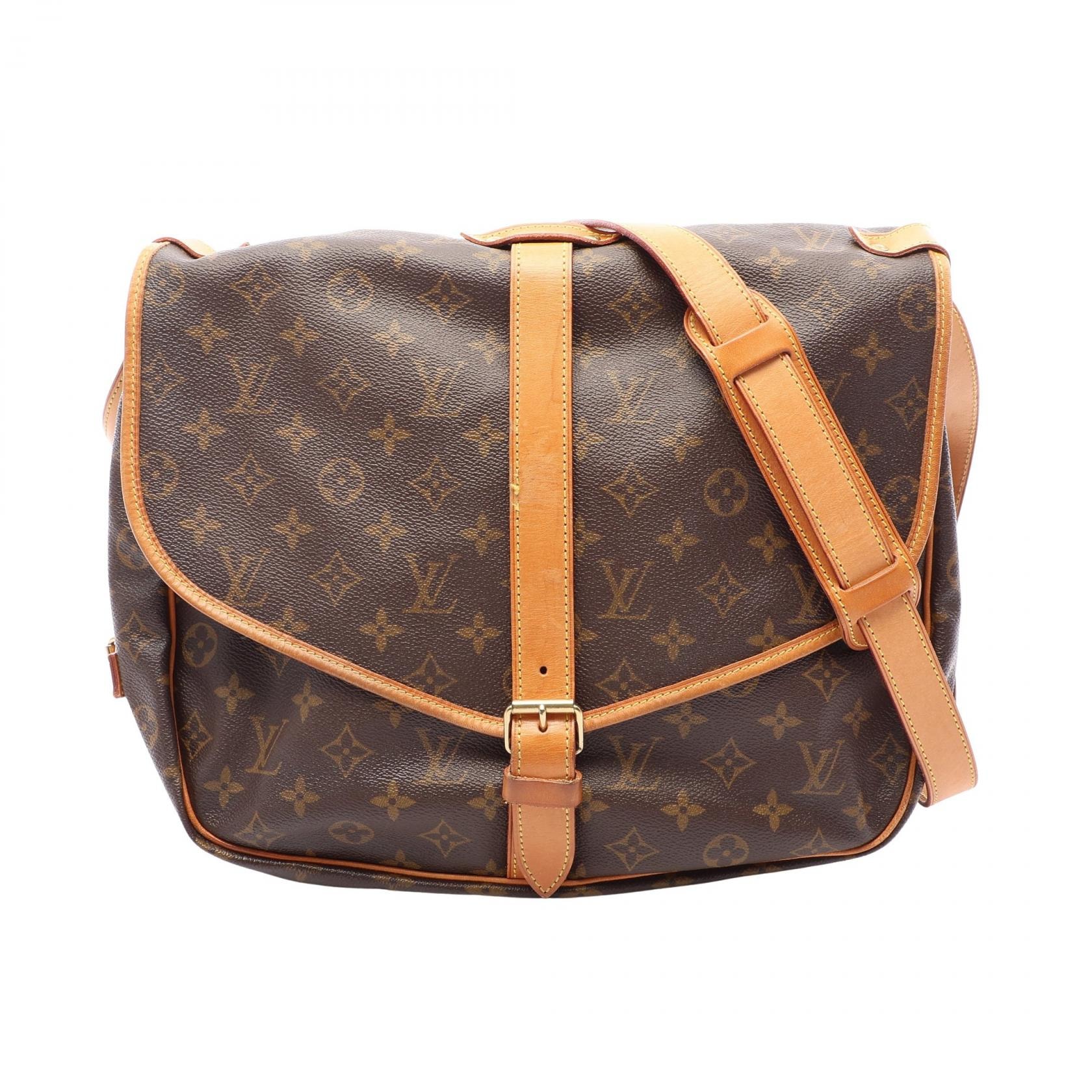ルイ・ヴィトン LOUIS VUITTON ソミュール35 モノグラム ショルダーバッグ バッグ PVCコーティングキャンバス レザー レディース ブラウン系 M42254 【中古】