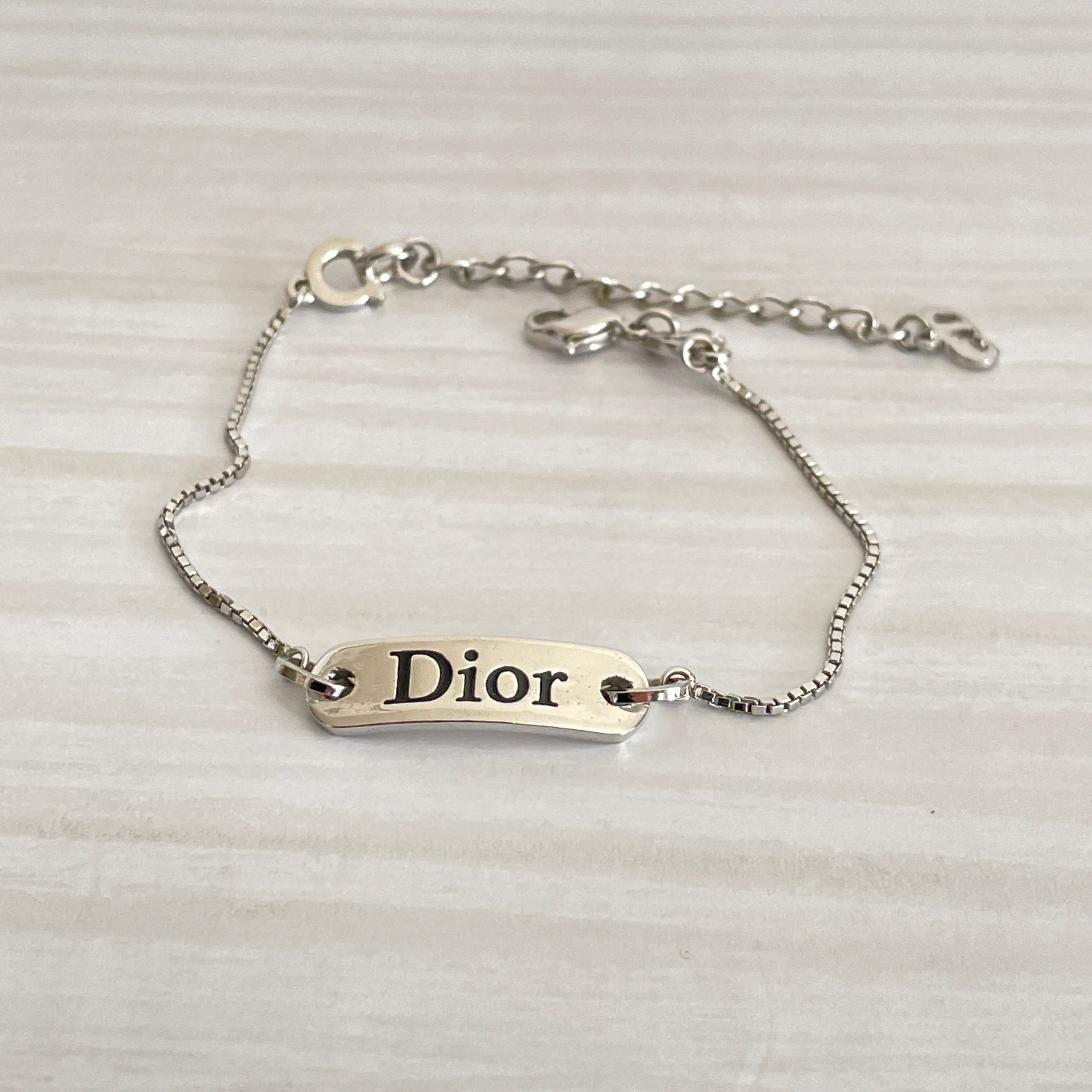 Dior Logo Plate Bracelet "Silver"