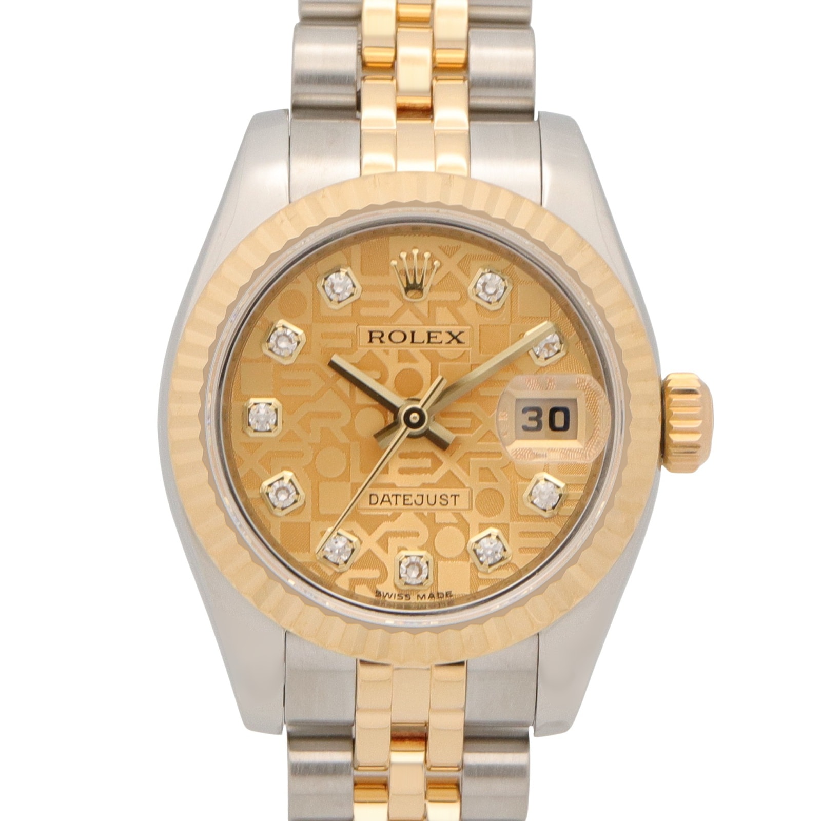 ロレックス ROLEX デイトジャスト 10Pダイヤ M番 腕時計 時計 K18(イエローゴールド) ステンレススチール レディース ゴールド系 シャンパン/コンピューター/新ダイヤ 179173G 【中古】