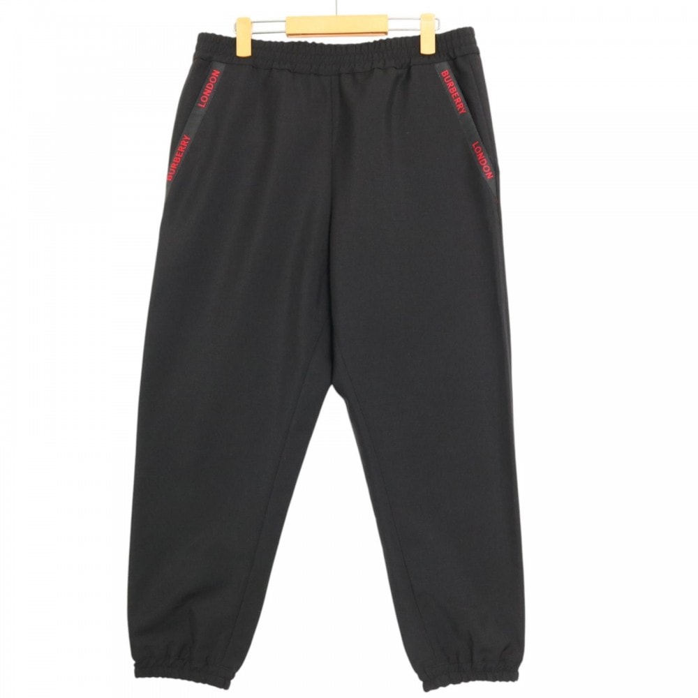 BURBERRY バーバリー ボトムス ロゴ ストレートパンツ 48 8012110 ブラック 黒 レッド 赤 ウール  モヘア   メンズ 美品【中古品】