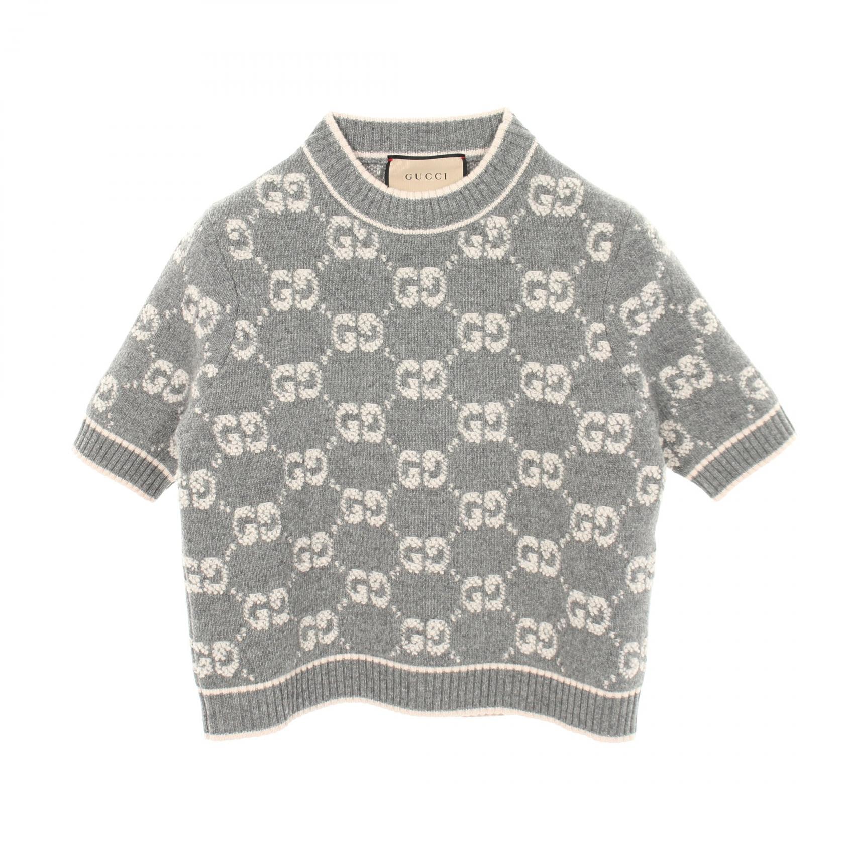 グッチ GUCCI GGブークレウールジャカード ニット 衣料品 トップス ウール レディース グレー系 / ピンク系 770059 【中古】