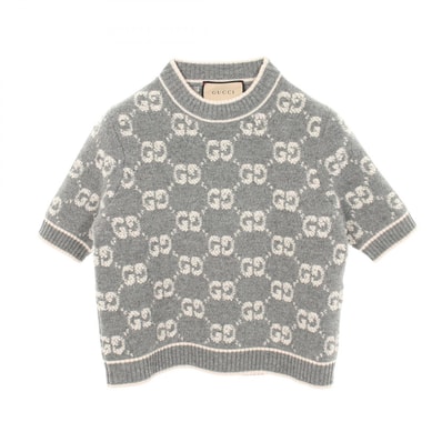 グッチ GUCCI GGブークレウールジャカード ニット 衣料品 トップス ウール レディース グレー系 / ピンク系 770059 【中古】