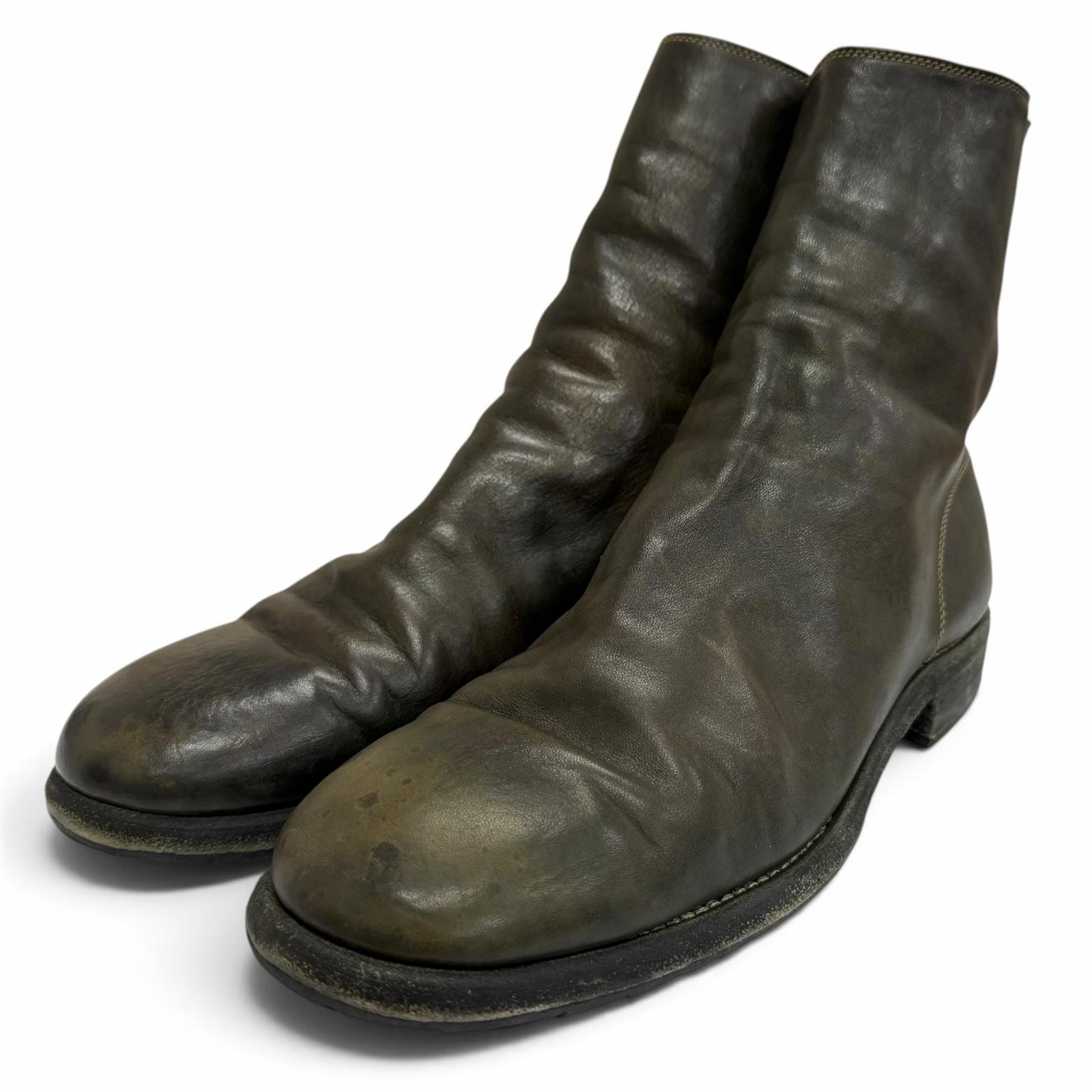 良品 グイディ アンクルブーツ 986 Back Zip Boot グリーン